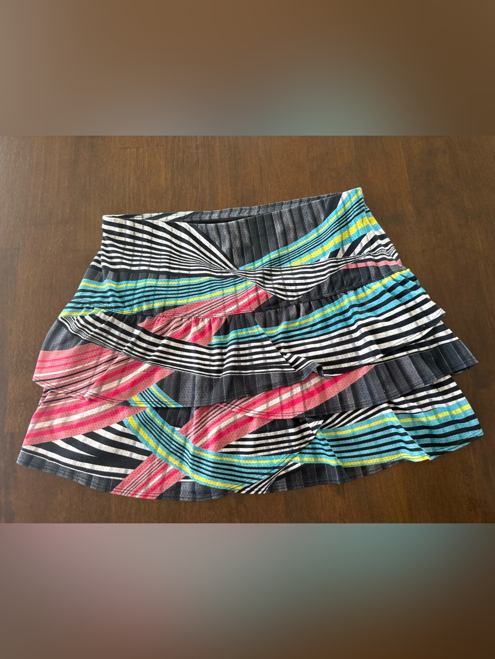 Lucky in Love Striped Golf Tennis Skort Size L Built In Shorts
